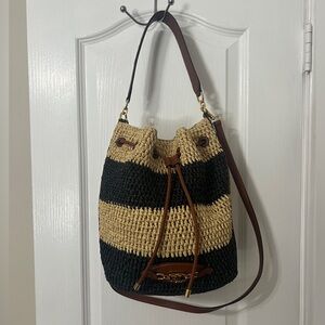 Polo Ralph Lauren Black and Tan Hobo Bag